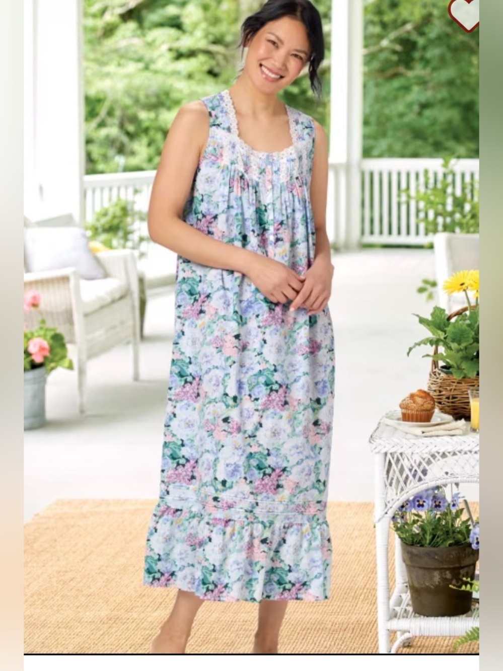 Eileen West Vintage Floral Cotton Lawn Nightgown , XL